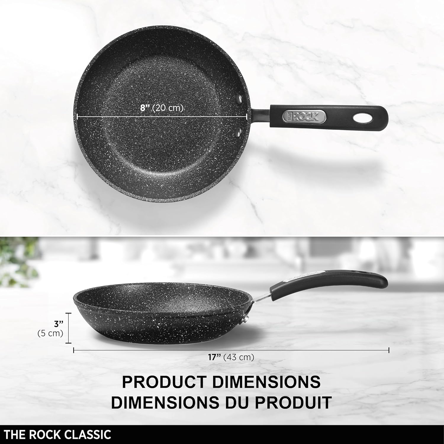 Non-Stick Pan – The Rock 20 cm (8”) Forged Aluminum Fry Pan, Oven Safe, PFOA-Free, Black