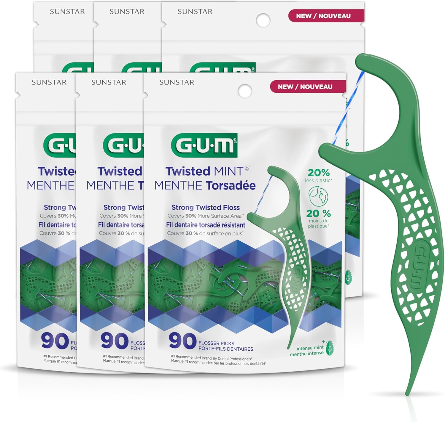 Comfort Slide Dental Floss Picks – Mint, 90 Pack