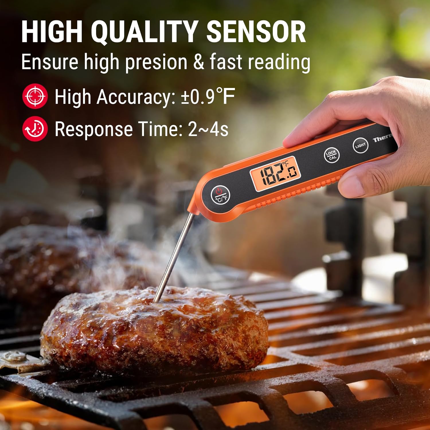 Thermometer – Waterproof Digital Instant-Read Meat Thermometer with Backlight for Cooking, Steak & Candy