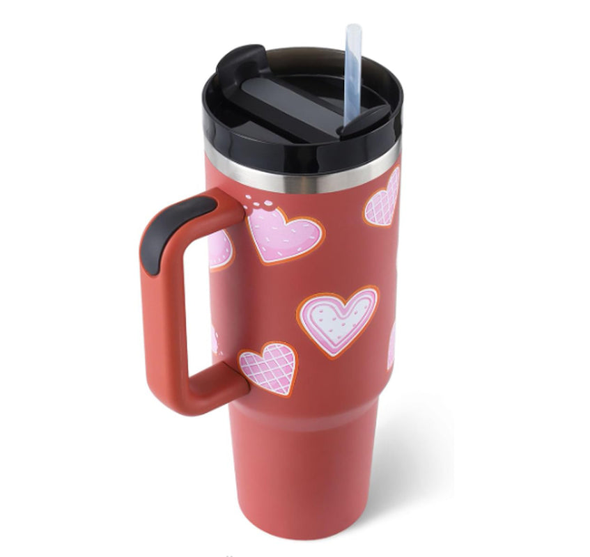 Premium 40oz Insulated Tumbler with Handle & Straw – Stainless Steel Vacuum Mug for Travel & Gifting