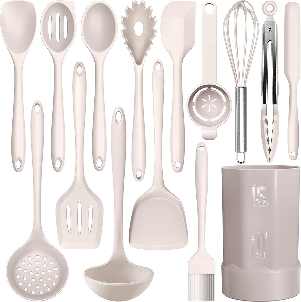 Nonstick-Safe Silicone Utensils Set – 446°F Heat Resistant, Dishwasher Safe, BPA-Free