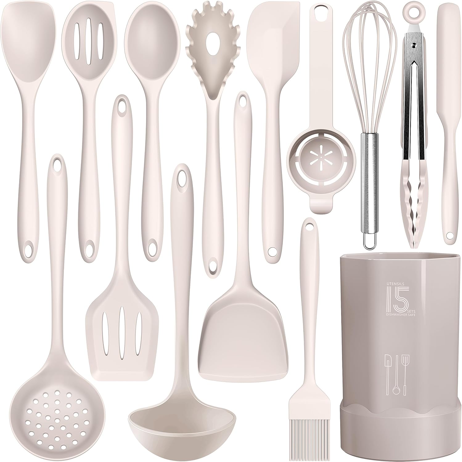 Nonstick-Safe Silicone Utensils Set – 446°F Heat Resistant, Dishwasher Safe, BPA-Free