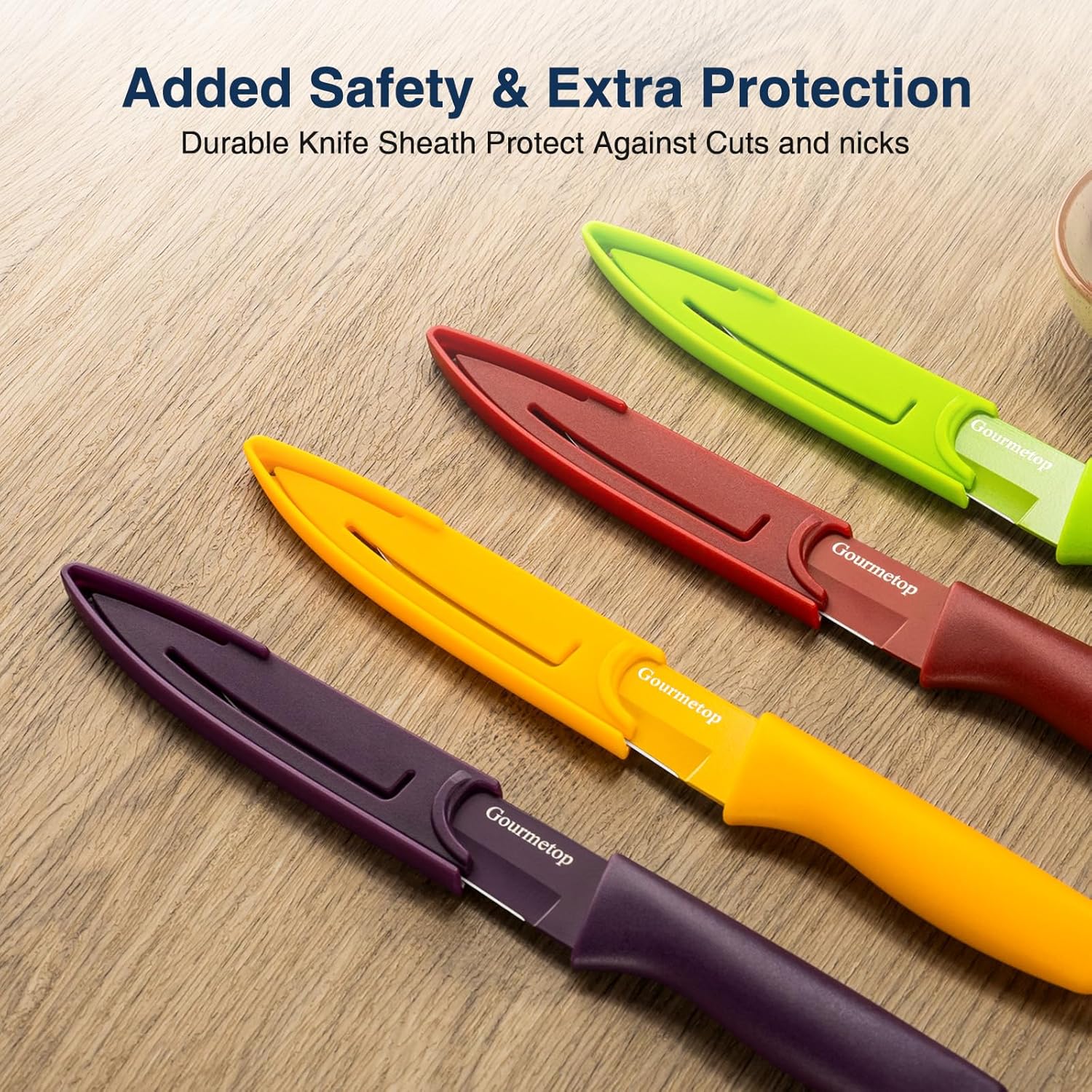 4-Piece Paring Knife Set with Blade Covers – 4.5″ Stainless Steel Fruit & Vegetable Knives