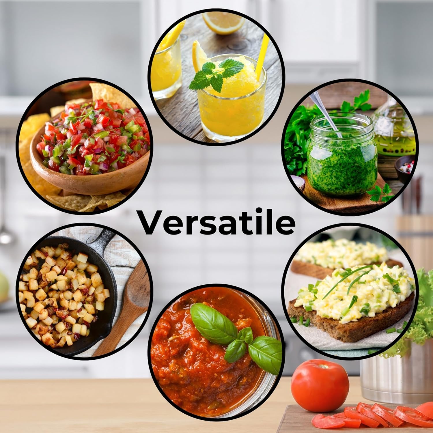 Pull Chopper – Multi-Purpose Manual Food Processor with 3-Blade System, Fast Chopping from Large Chunks to Purée, Self-Retracting Cord