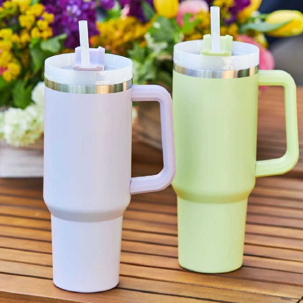 Premium 40oz Insulated Tumbler with Handle & Straw – Stainless Steel Vacuum Mug for Travel & Gifting
