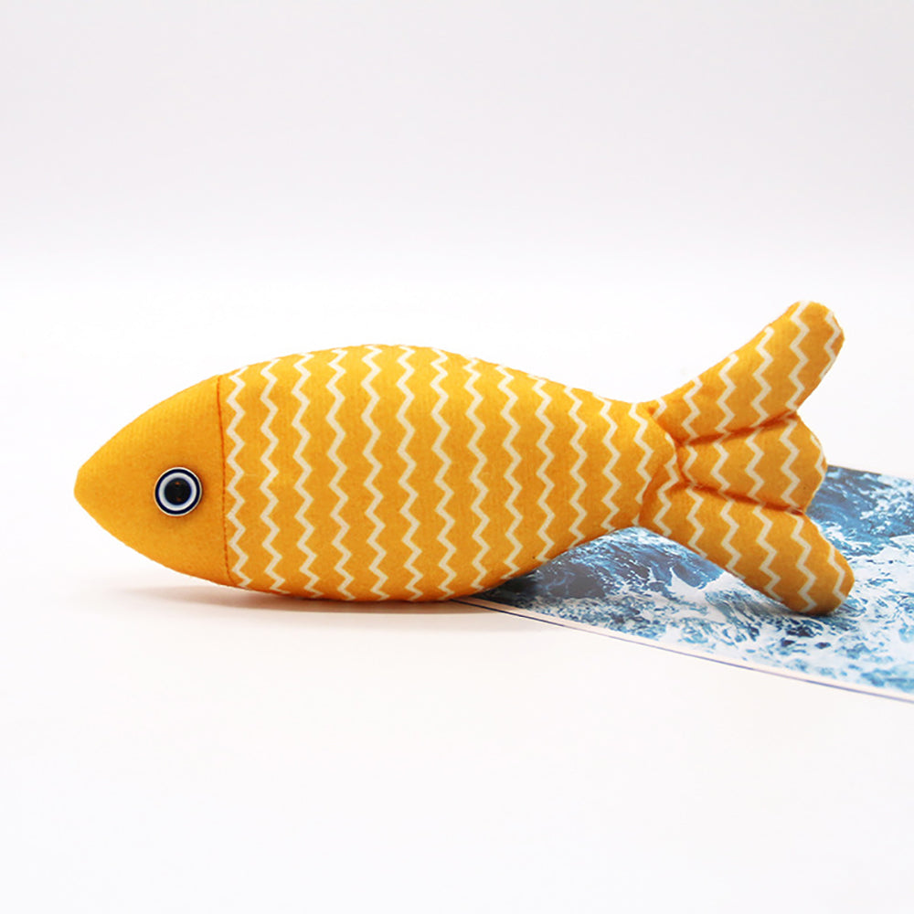 Catnip Fish Cat Toy – Burlap Kicker Pillow with Crinkle Sound