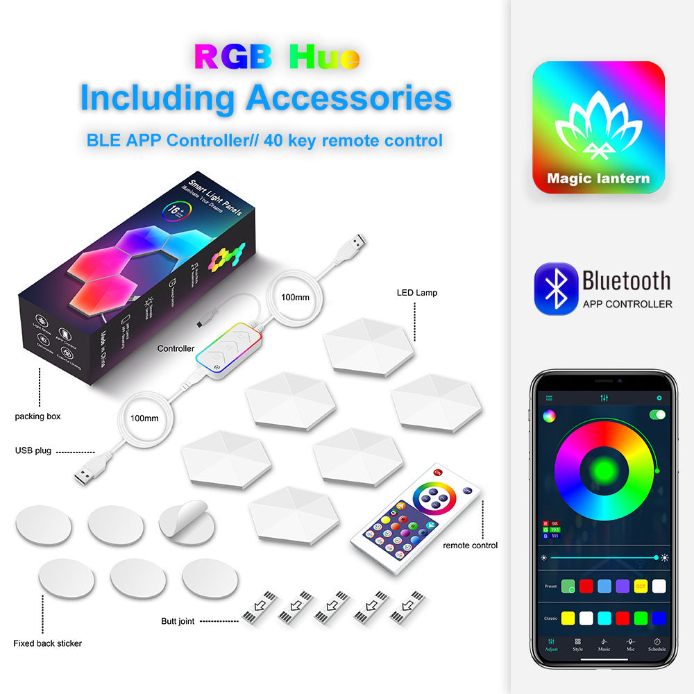 Smart Hexagonal Quantum Lamp – Graffiti LED Honeycomb Wall & Bedside Light