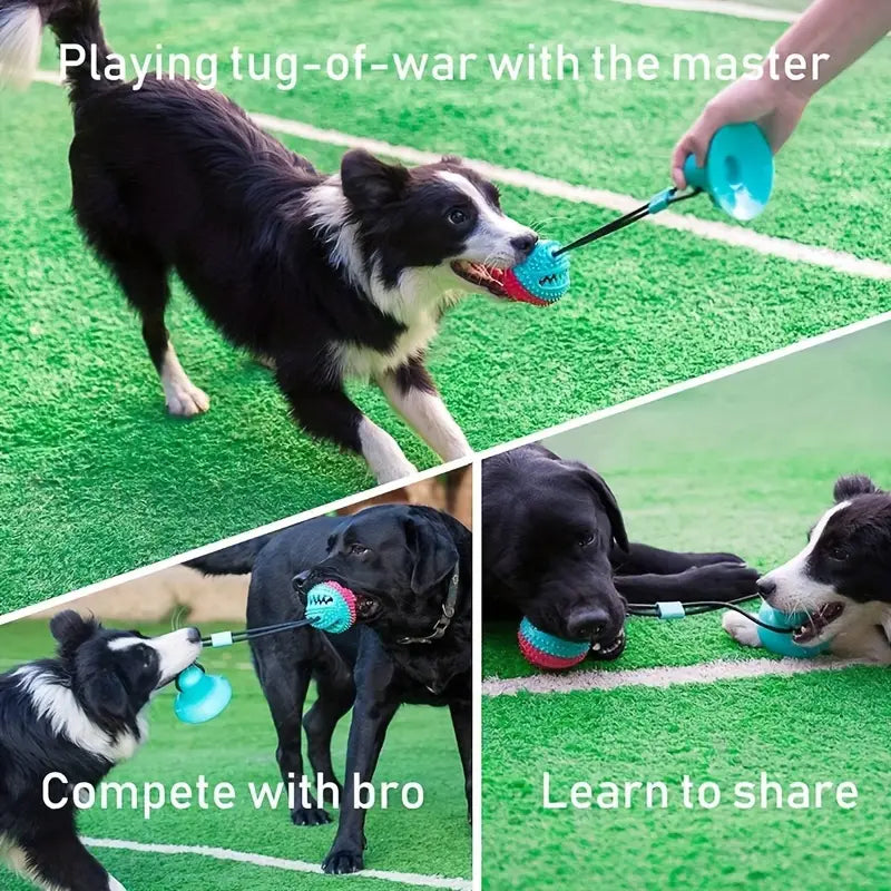 Interactive Suction Cup Dog Toy – Durable Tug-of-War & Treat Dispensing Chew
