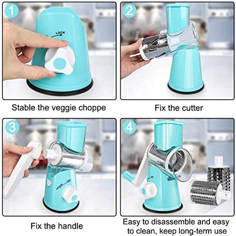 Rotary Vegetable Slicer and Grater for Kitchen Use