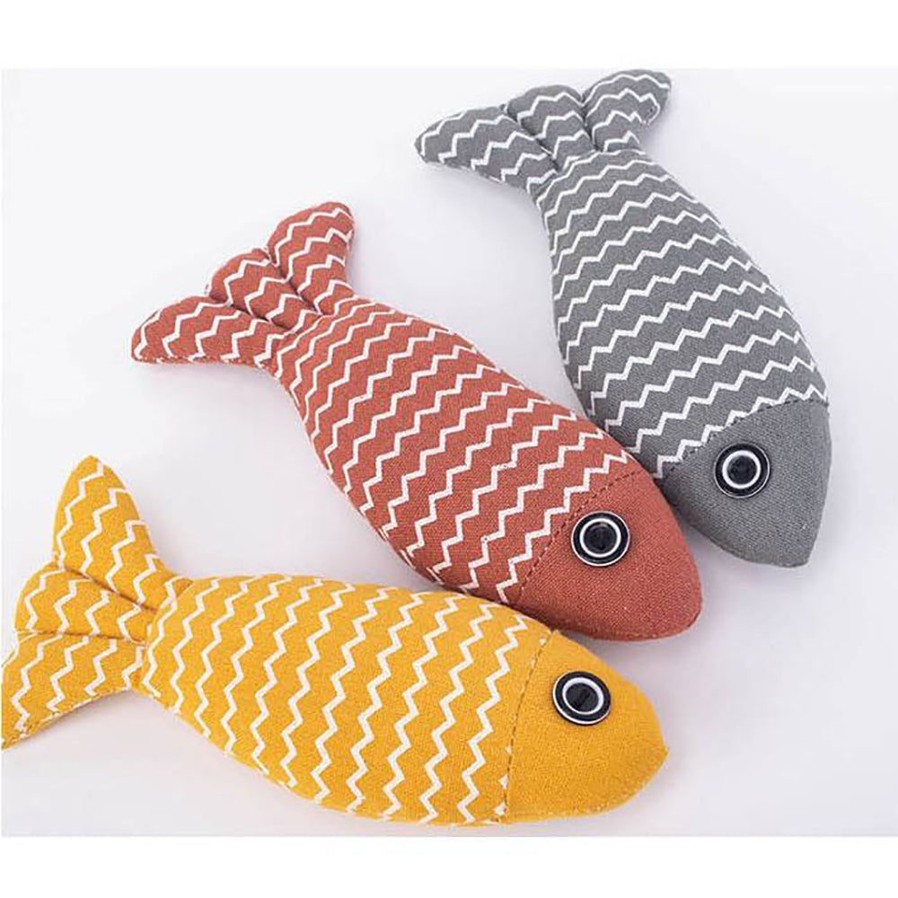 Catnip Fish Cat Toy – Burlap Kicker Pillow with Crinkle Sound