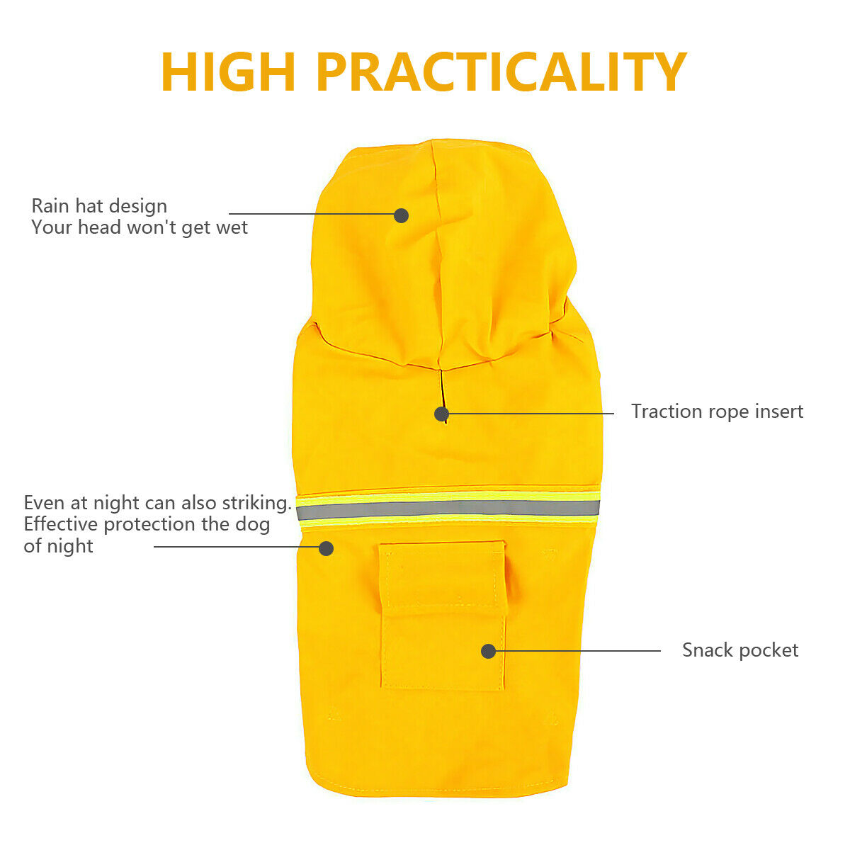 Waterproof Dog Raincoat with Reflective Stripe – Hooded Rain Jacket with Leash Access