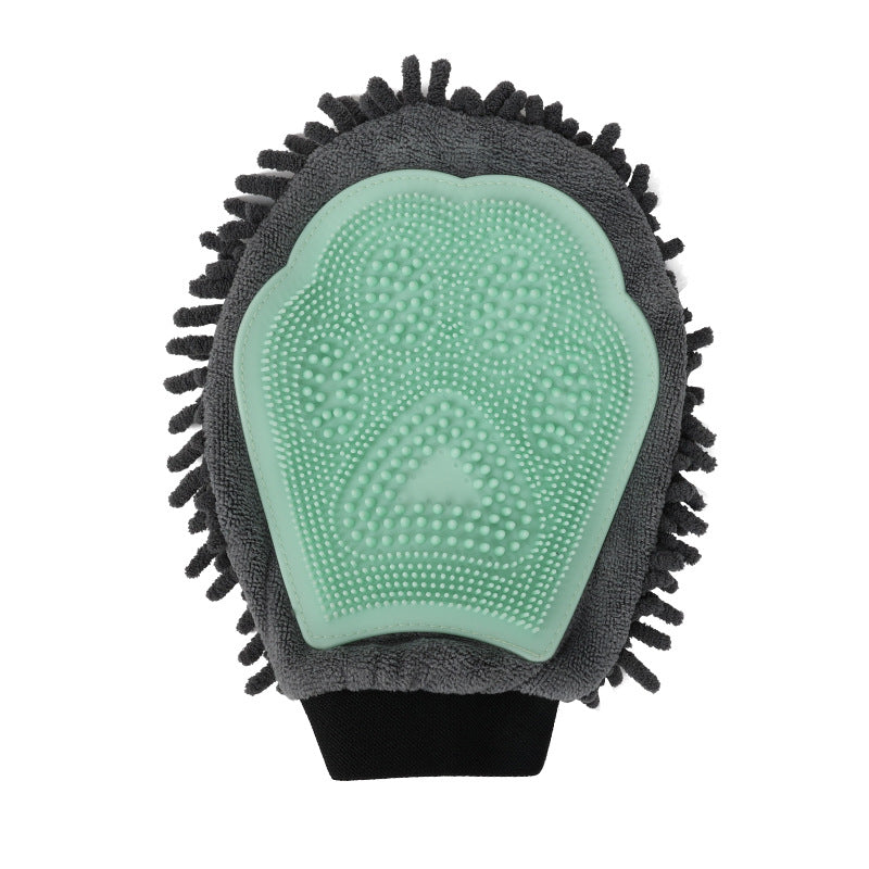 Pet Grooming Glove 2-Sided Bathing Brush – Dog & Cat Brushing, Massaging & Drying Tool