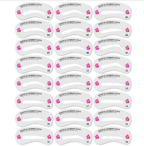 Reusable Eyebrow Stamp & Stencil Kit – 24 Styles