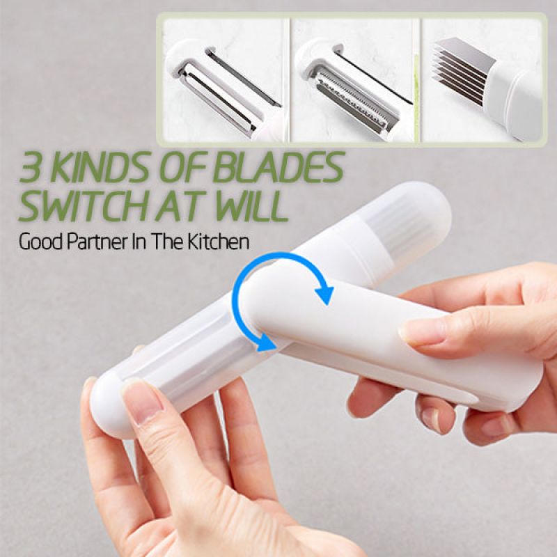 Multifunctional 3-in-1 Paring Knife – Stainless Steel Rotary Peeler & Shredder