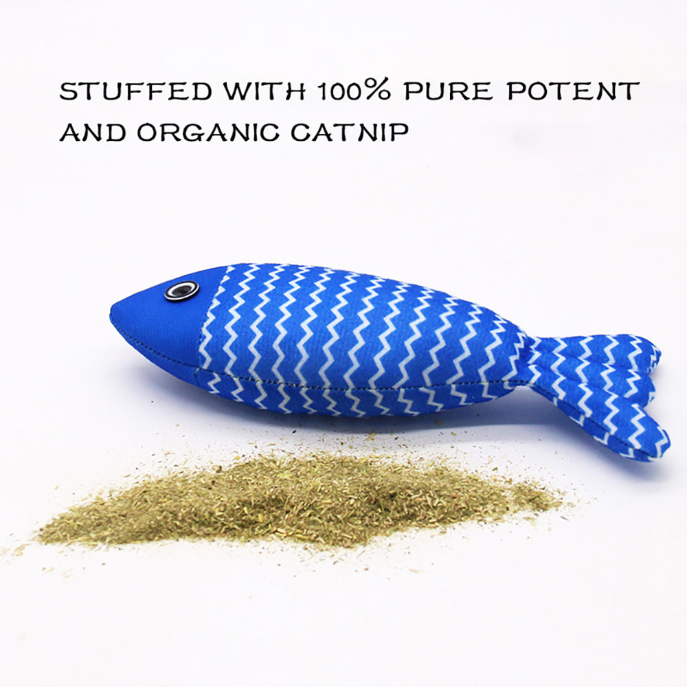 Catnip Fish Cat Toy – Burlap Kicker Pillow with Crinkle Sound