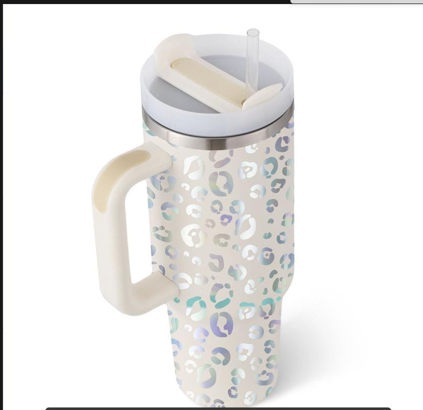 Premium 40oz Insulated Tumbler with Handle & Straw – Stainless Steel Vacuum Mug for Travel & Gifting