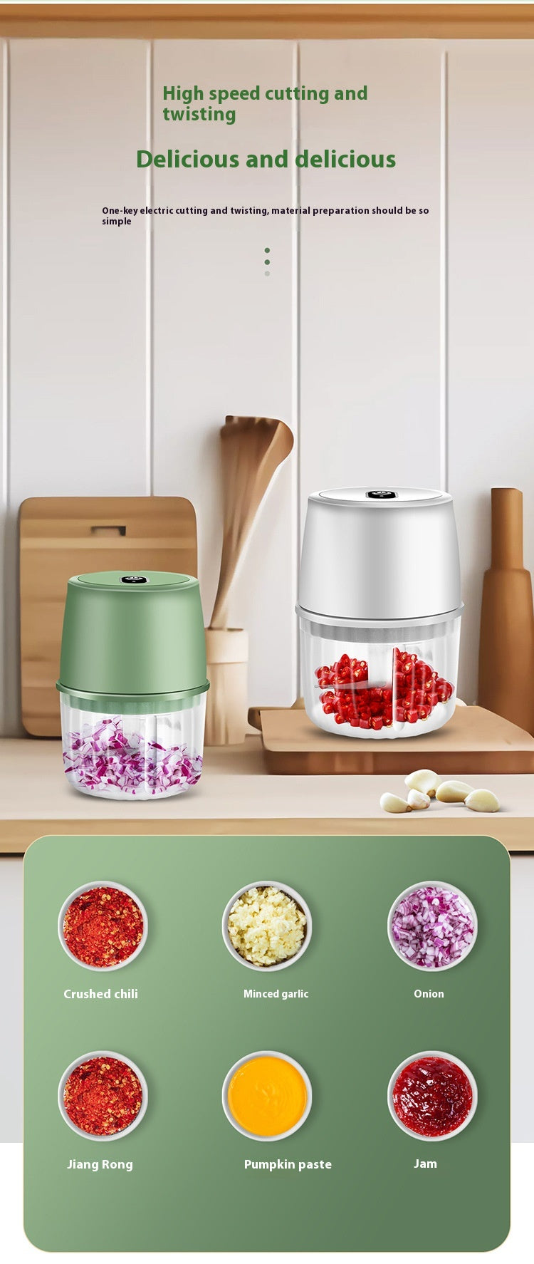 Portable USB Rechargeable Electric Garlic Crusher – Wireless Mini Food Chopper & Kitchen Mixer