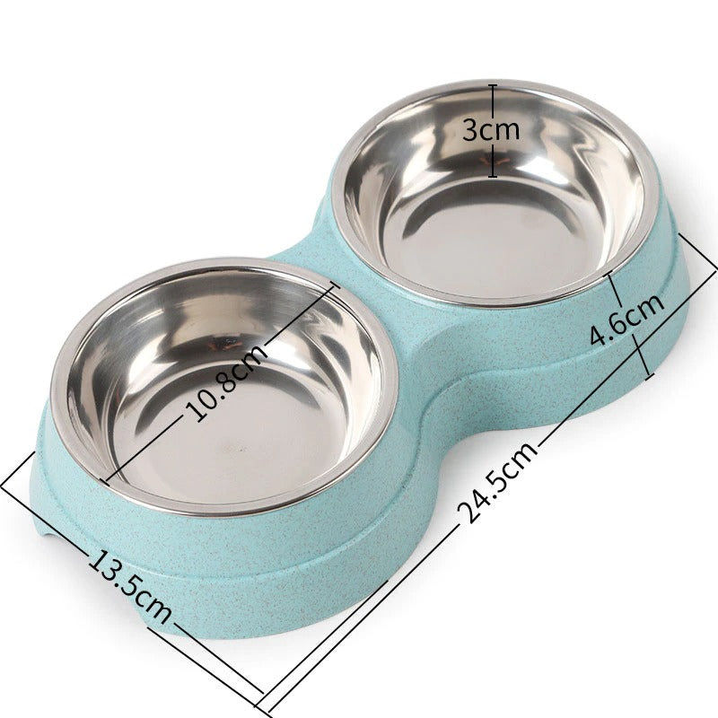 Stainless Steel Double Pet Feeding Bowls for Dogs and Cats