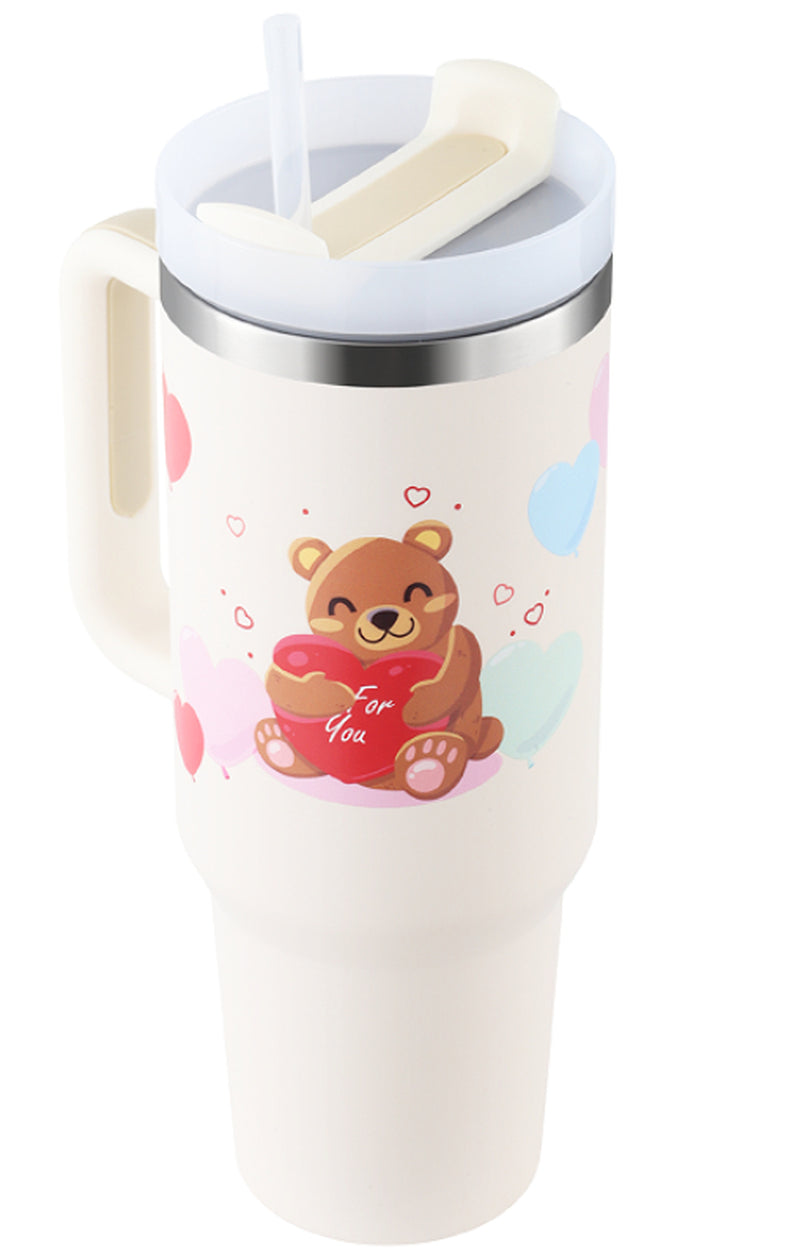 Premium 40oz Insulated Tumbler with Handle & Straw – Stainless Steel Vacuum Mug for Travel & Gifting