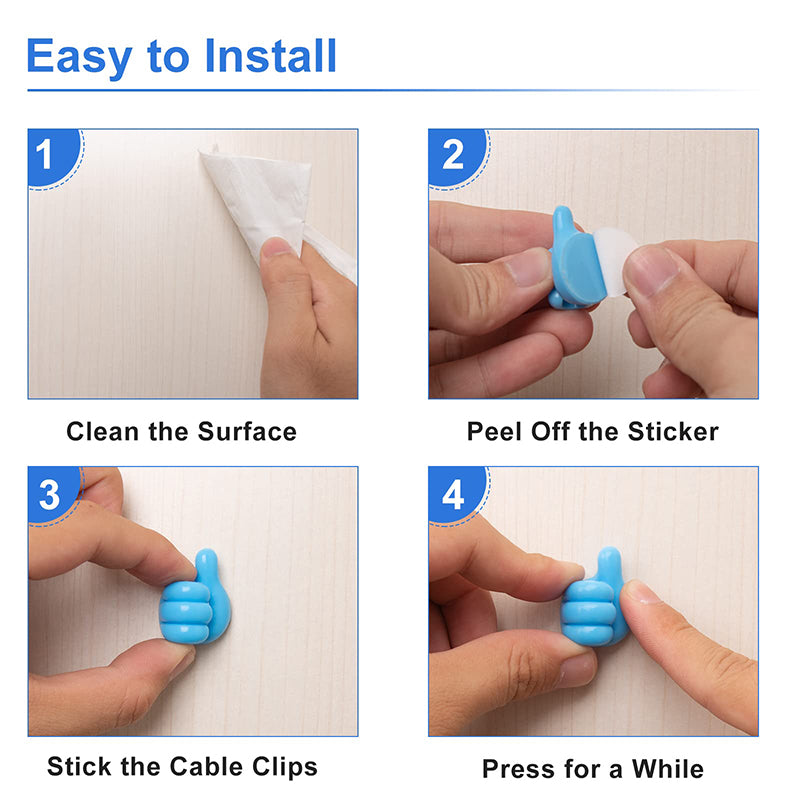Multifunctional Thumb-Style Wall Clip Holder for Cables and Small Items