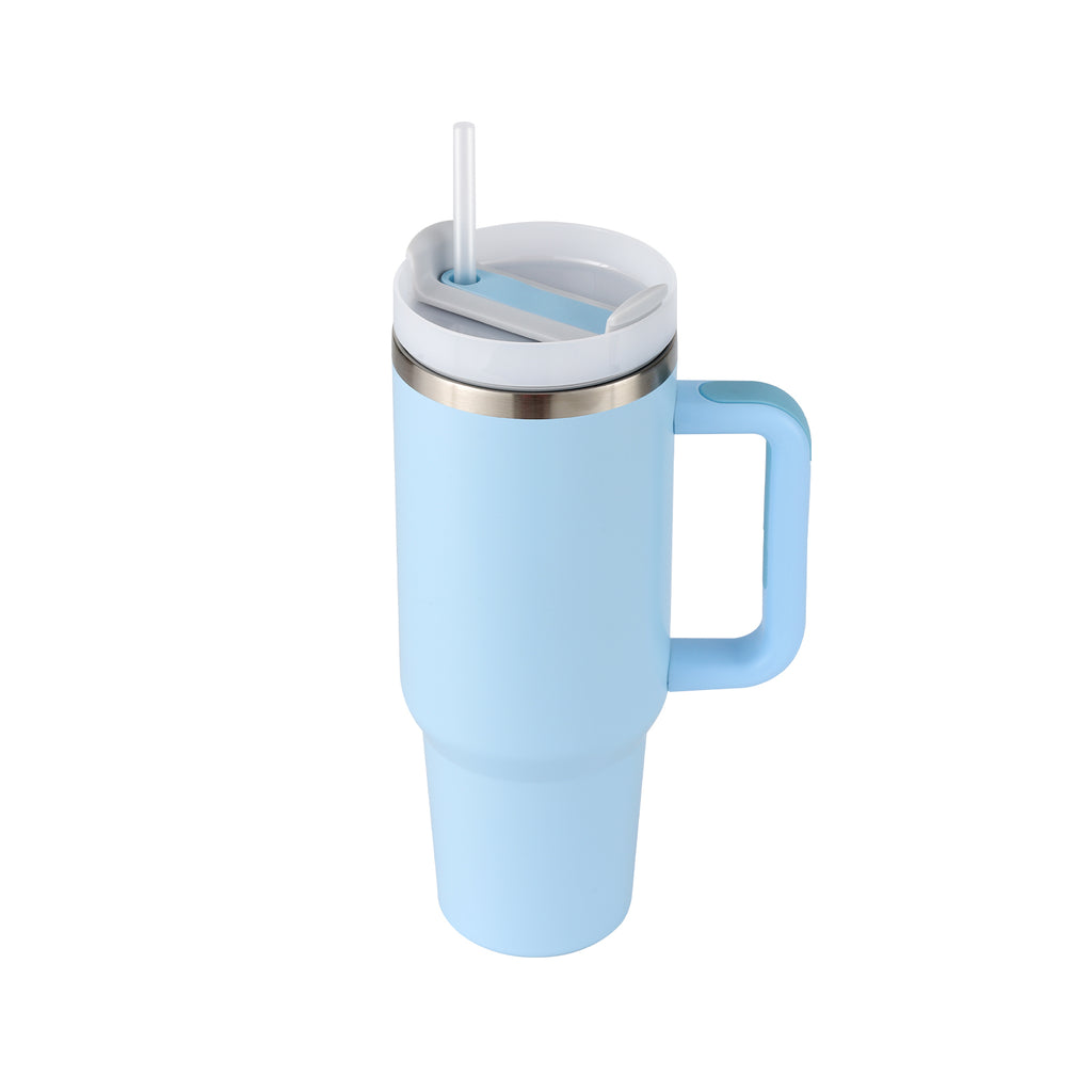 Premium 40oz Insulated Tumbler with Handle & Straw – Stainless Steel Vacuum Mug for Travel & Gifting