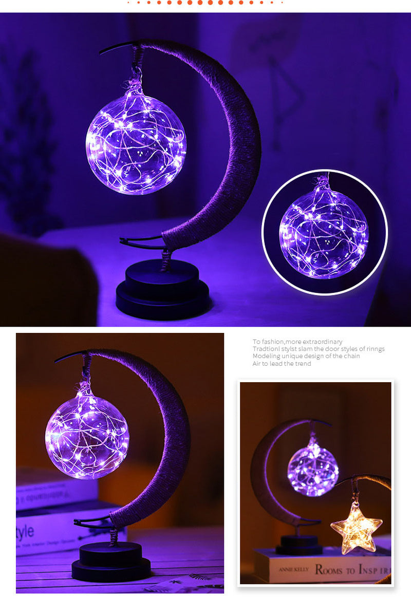 LED Moon & Star Decorative Light – USB and Battery Powered