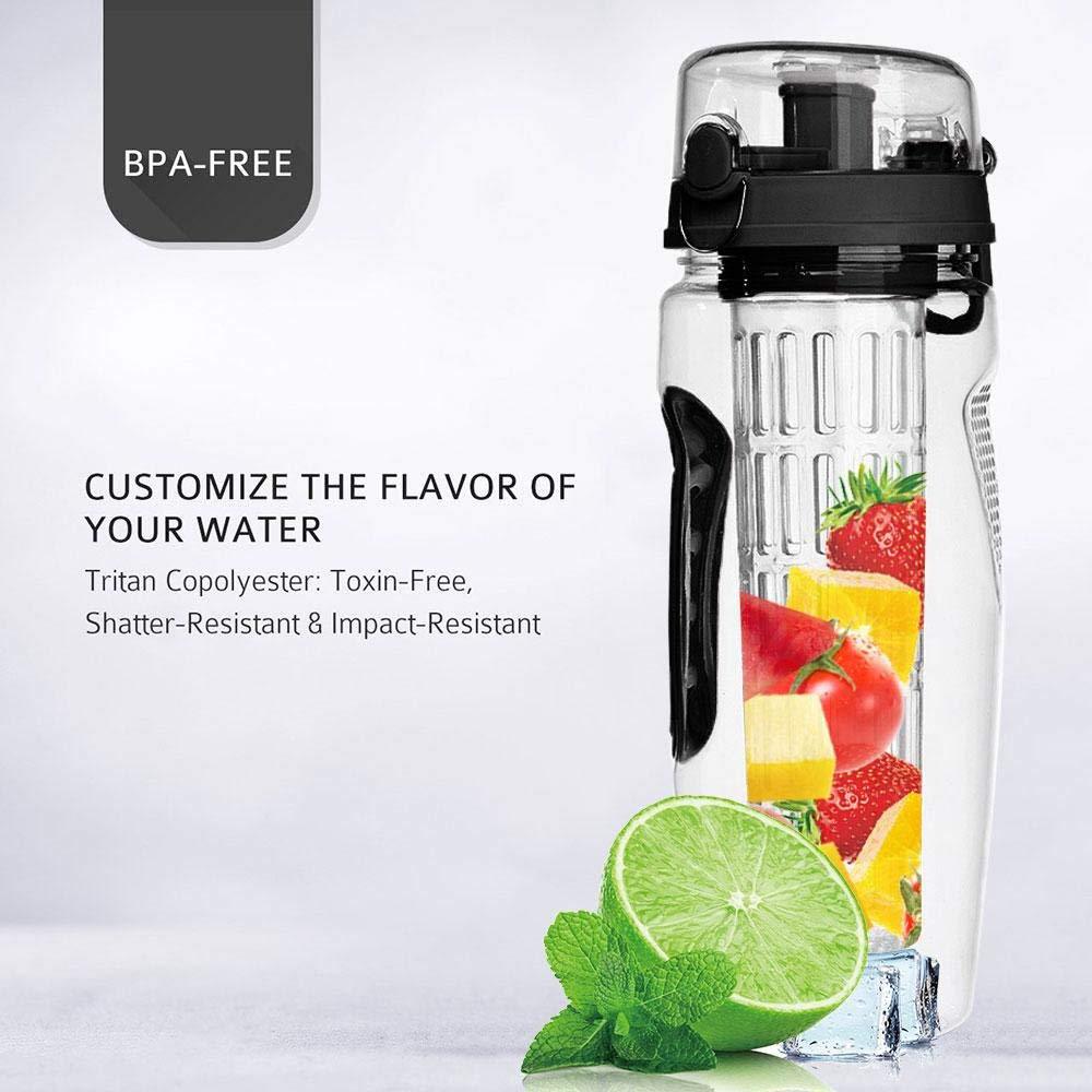 Fruit Infuser Water Bottle – 32 oz BPA-Free Plastic Sports Drink Bottle