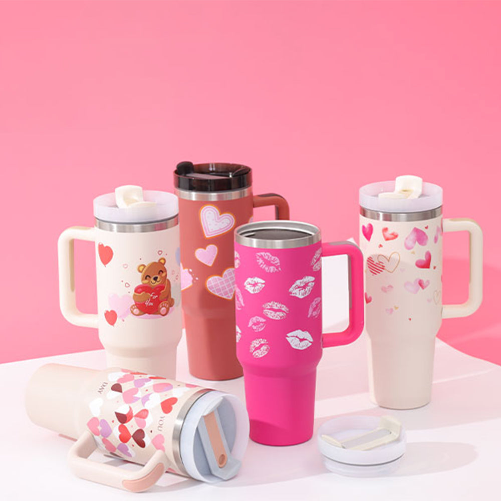 Premium 40oz Insulated Tumbler with Handle & Straw – Stainless Steel Vacuum Mug for Travel & Gifting