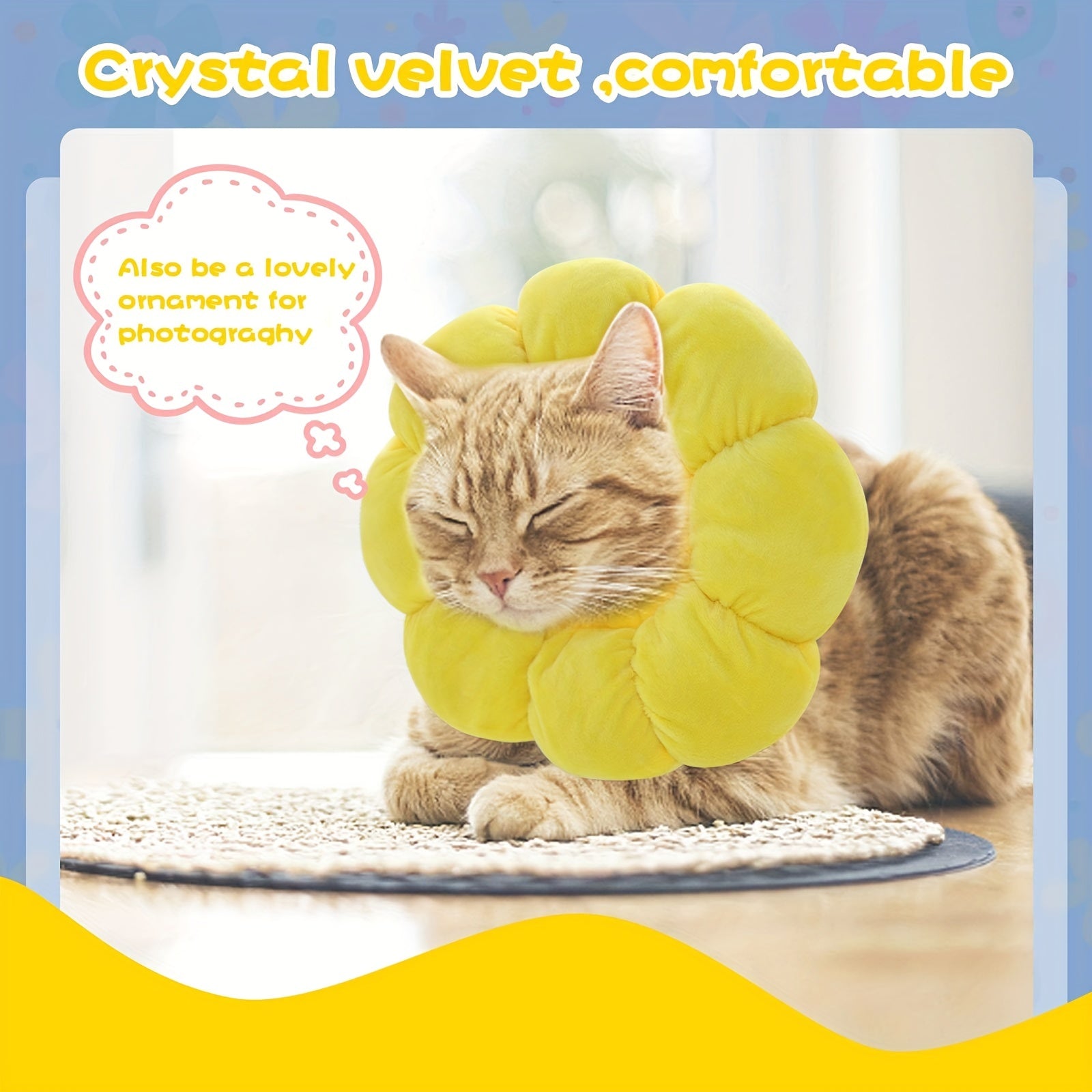 Adjustable Pet Recovery Collar – Sunflower Cone for Wound Healing & Surgery