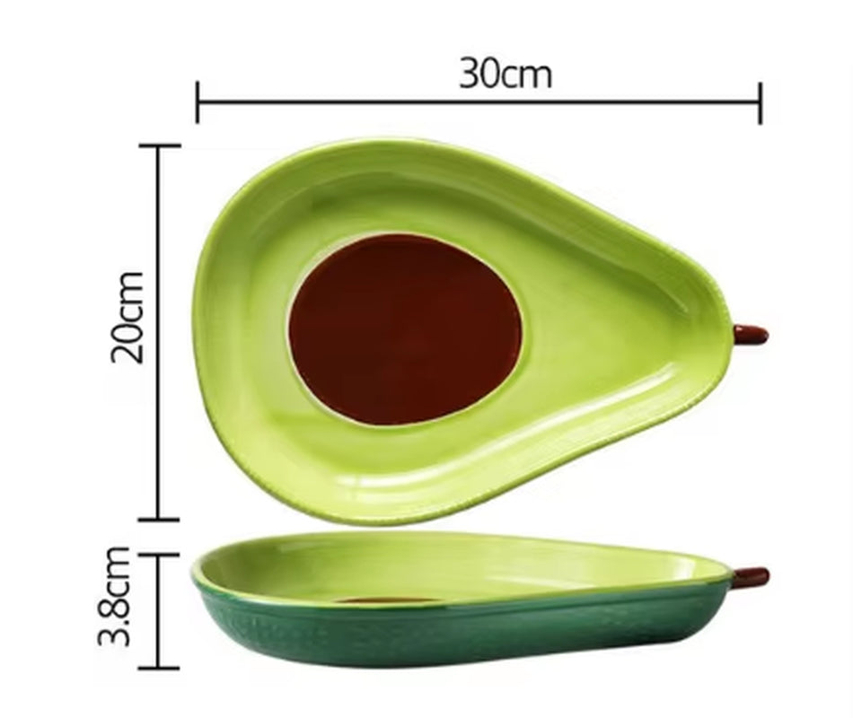 Avocado Shape Ceramic Dish for Fruit, Salad, Snacks & Soup – 6.5 Inch