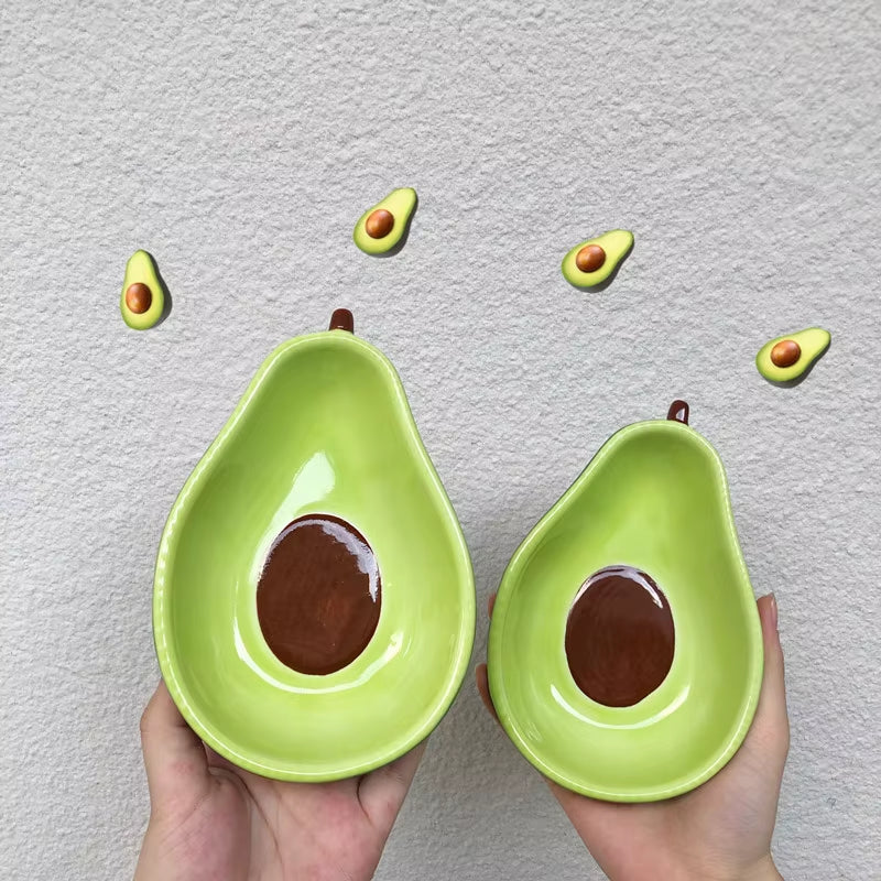 Avocado Shape Ceramic Dish for Fruit, Salad, Snacks & Soup – 6.5 Inch