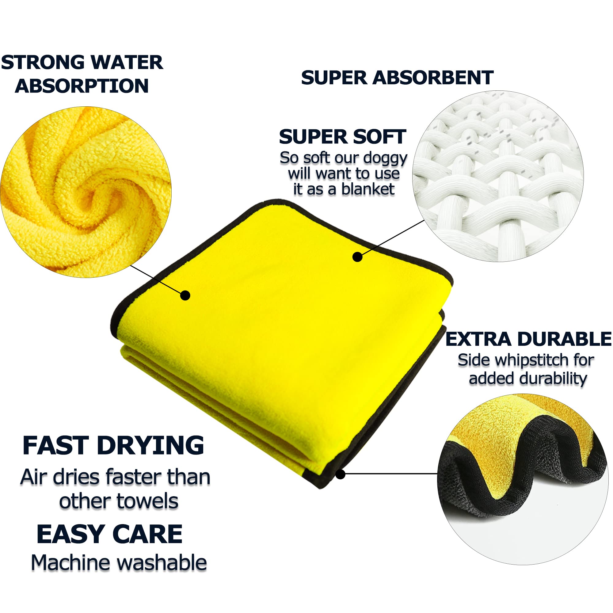 Quick-Dry Microfiber Dog Towel – Soft Super Absorbent Pet Bath Towel for Dogs & Cats