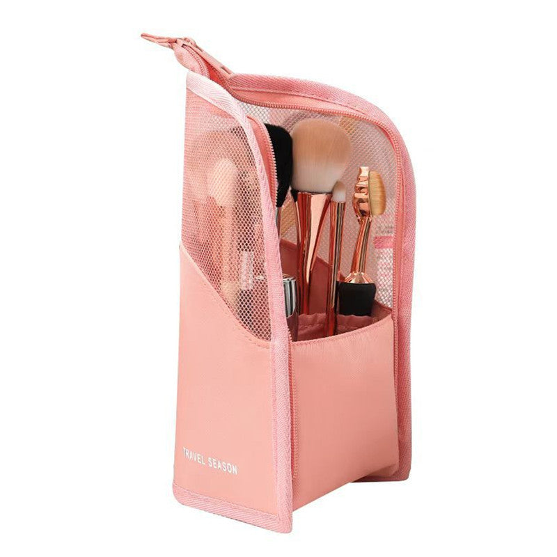 Foldable Stand-Up Makeup Brush Case – Waterproof Travel Cosmetic Bag