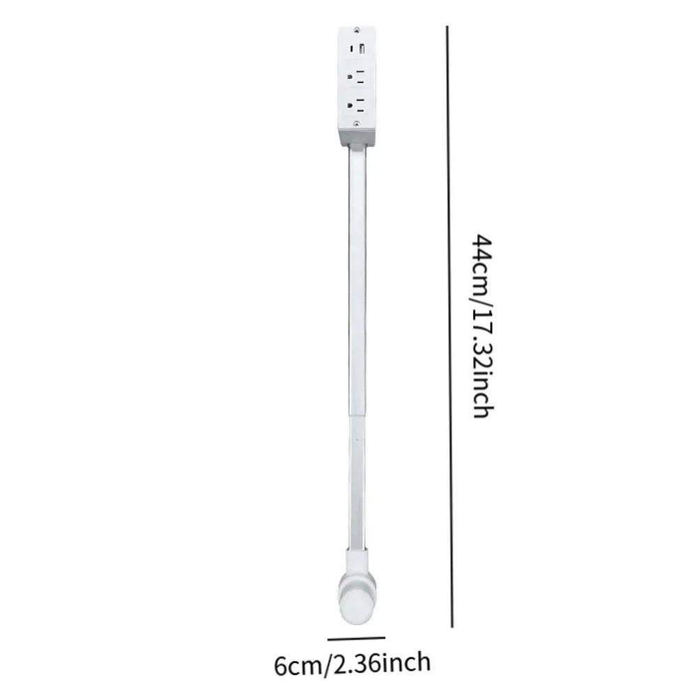 New 180° Rotating Electrical Outlet Extender | Adjustable Length White Power Socket Expander for Nightstands & Home Use