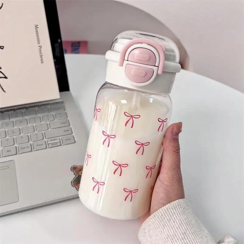 Portable Plastic Water Bottle with Straw – BPA-Free, Leak-Proof Pop-Up Lid