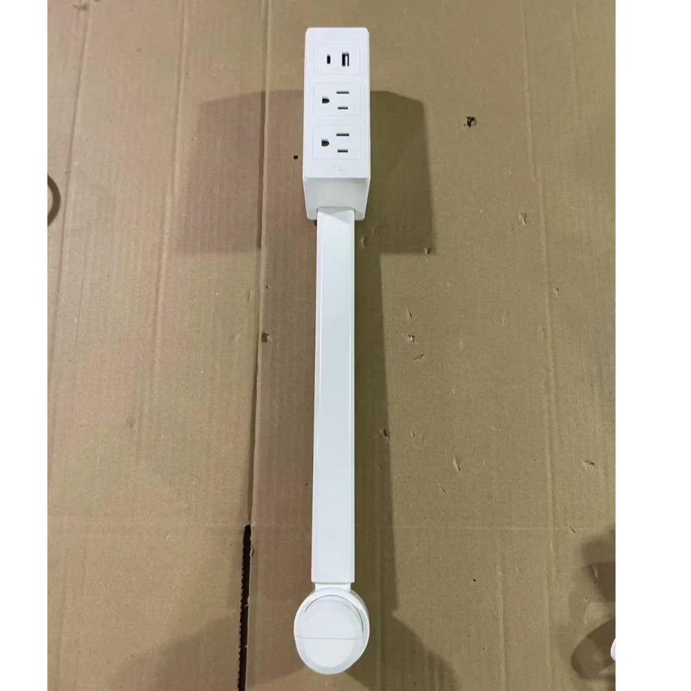 New 180° Rotating Electrical Outlet Extender | Adjustable Length White Power Socket Expander for Nightstands & Home Use