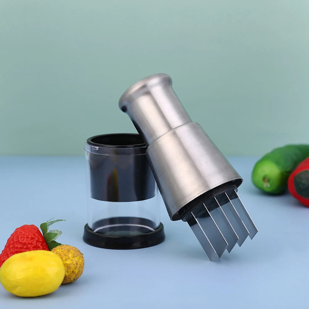 Manual Stainless Steel Vegetable & Garlic Chopper – Mini Hand-Press Onion Mincer