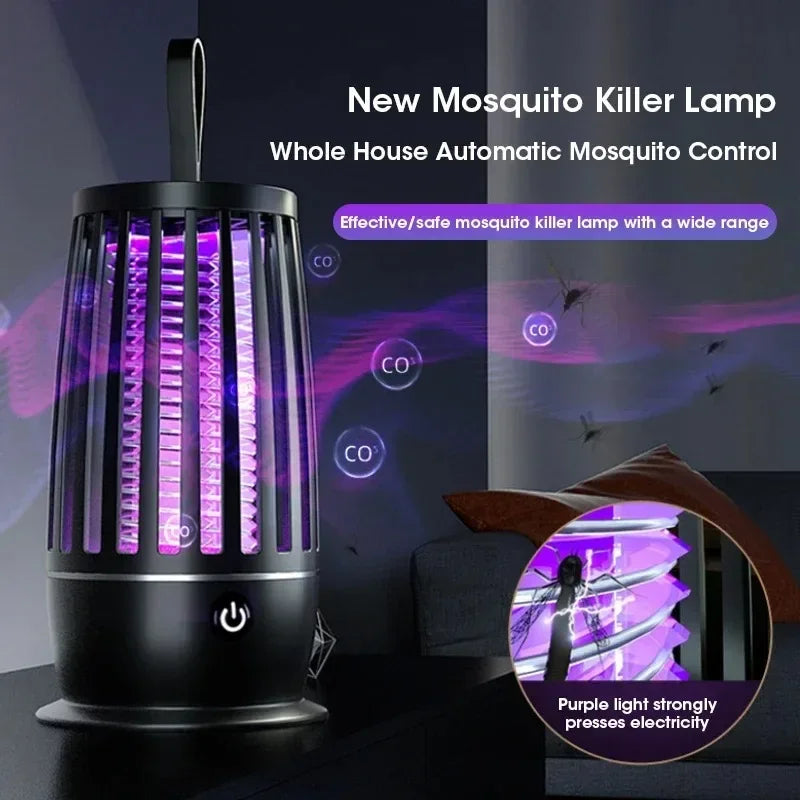 Silent USB Rechargeable Mosquito Killer Lamp | Portable Electronic Insect Trap for Home, Bedroom, Camping & Outdoor Use
