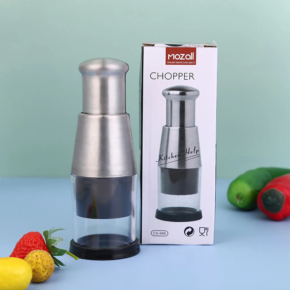 Manual Stainless Steel Vegetable & Garlic Chopper – Mini Hand-Press Onion Mincer