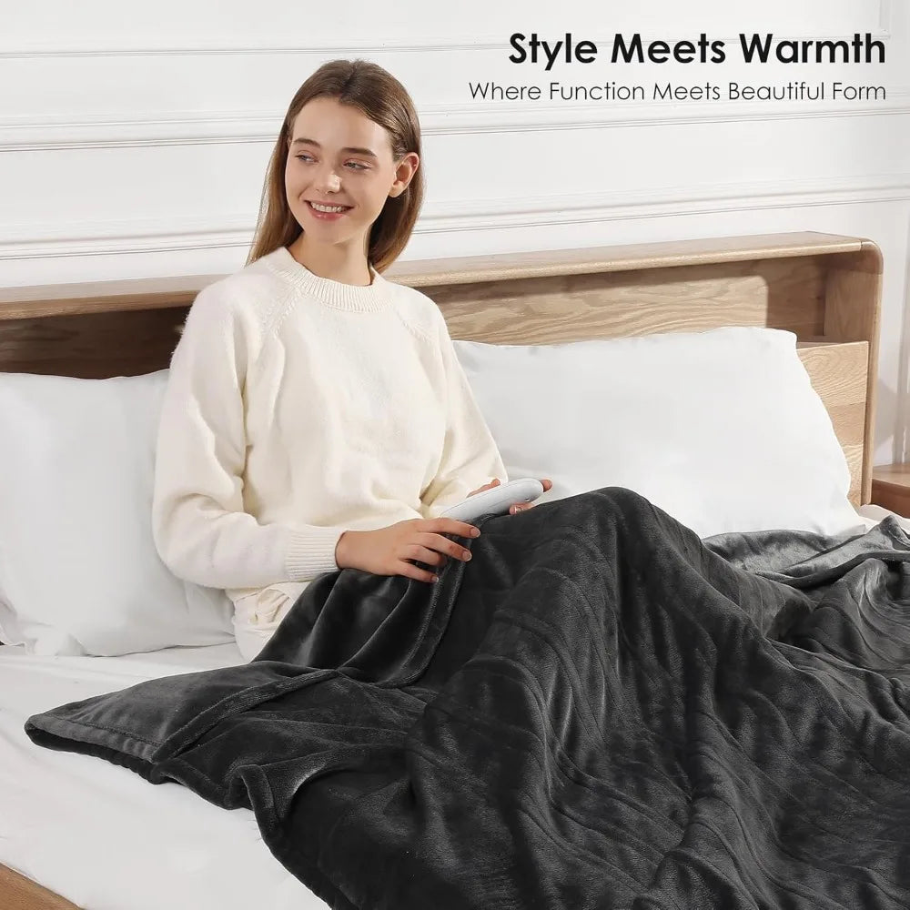 Electric Heated Blanket – Full Size, 5 Heat Settings, Auto Shut-Off, Machine Washable