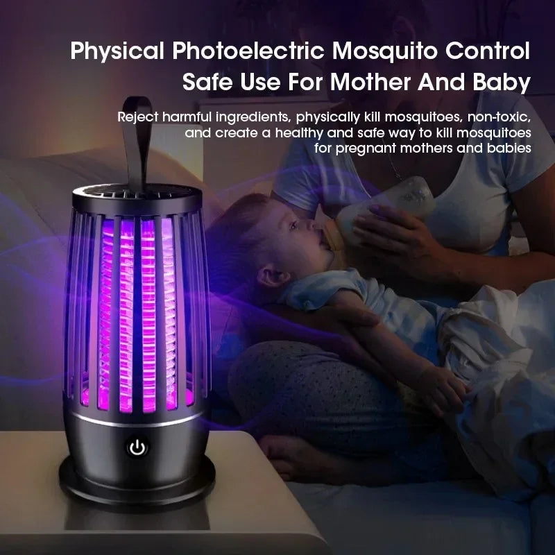 Silent USB Rechargeable Mosquito Killer Lamp | Portable Electronic Insect Trap for Home, Bedroom, Camping & Outdoor Use
