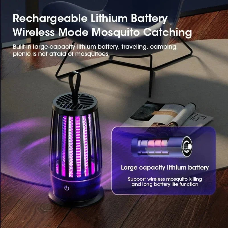 Silent USB Rechargeable Mosquito Killer Lamp | Portable Electronic Insect Trap for Home, Bedroom, Camping & Outdoor Use