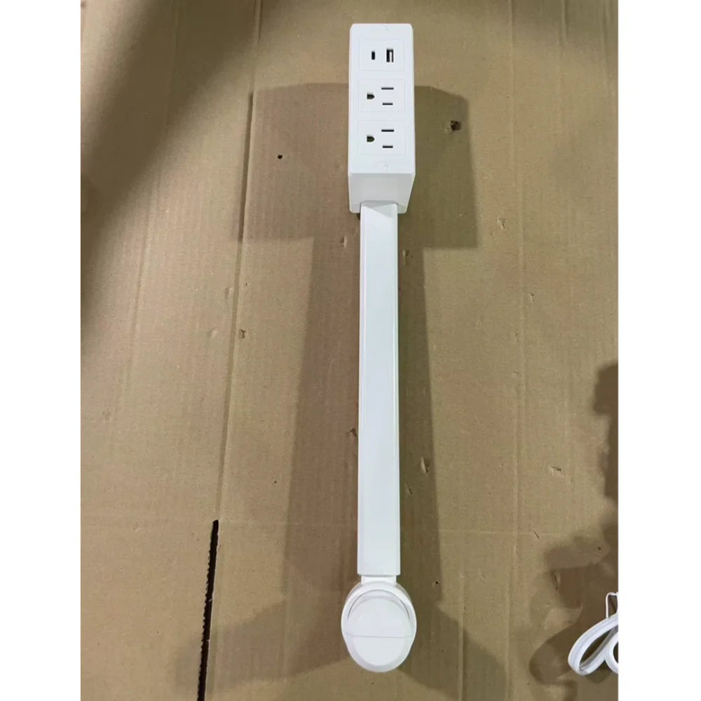 New 180° Rotating Electrical Outlet Extender | Adjustable Length White Power Socket Expander for Nightstands & Home Use