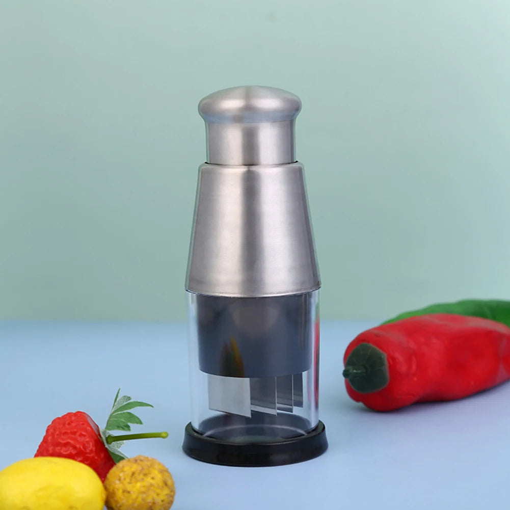 Manual Stainless Steel Vegetable & Garlic Chopper – Mini Hand-Press Onion Mincer