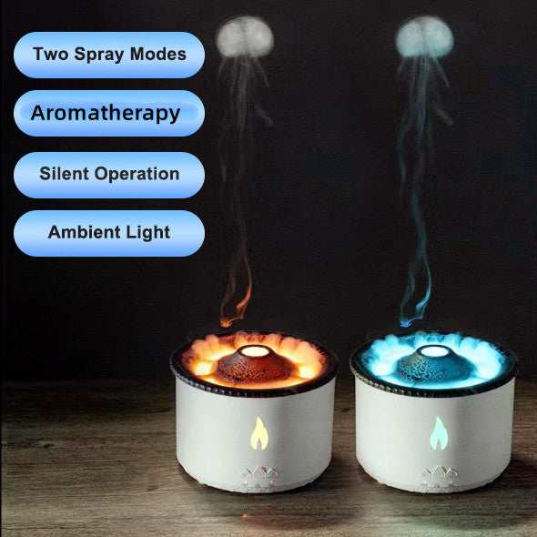 Ultrasonic Volcano Flame Essential Oil Diffuser – Jellyfish Mist Aromatherapy Humidifier
