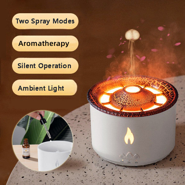 Ultrasonic Volcano Flame Essential Oil Diffuser – Jellyfish Mist Aromatherapy Humidifier