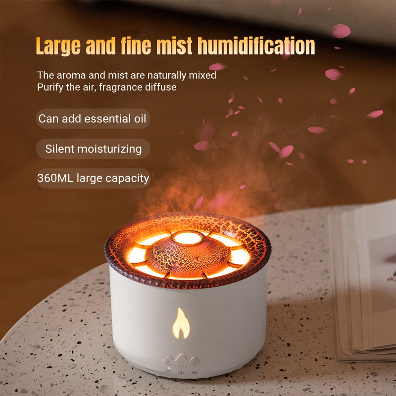 Ultrasonic Volcano Flame Essential Oil Diffuser – Jellyfish Mist Aromatherapy Humidifier