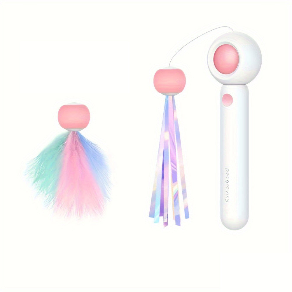 Cat Teaser Stick with Feather Head – Interactive Exercise Toy for Indoor Cats
