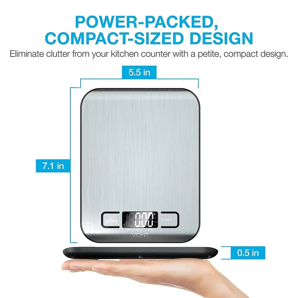 Digital Kitchen Scale with Stainless Steel Platform – 5kg/10kg Multi-Function LCD Food Scale