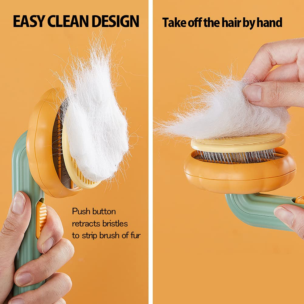 Pet Pumpkin Slicker Brush – Self-Cleaning Grooming Brush for Dogs, Cats & Small Pets